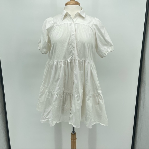 Zara Tiered Button Down Mini Dress Size Small - Picture 1 of 8